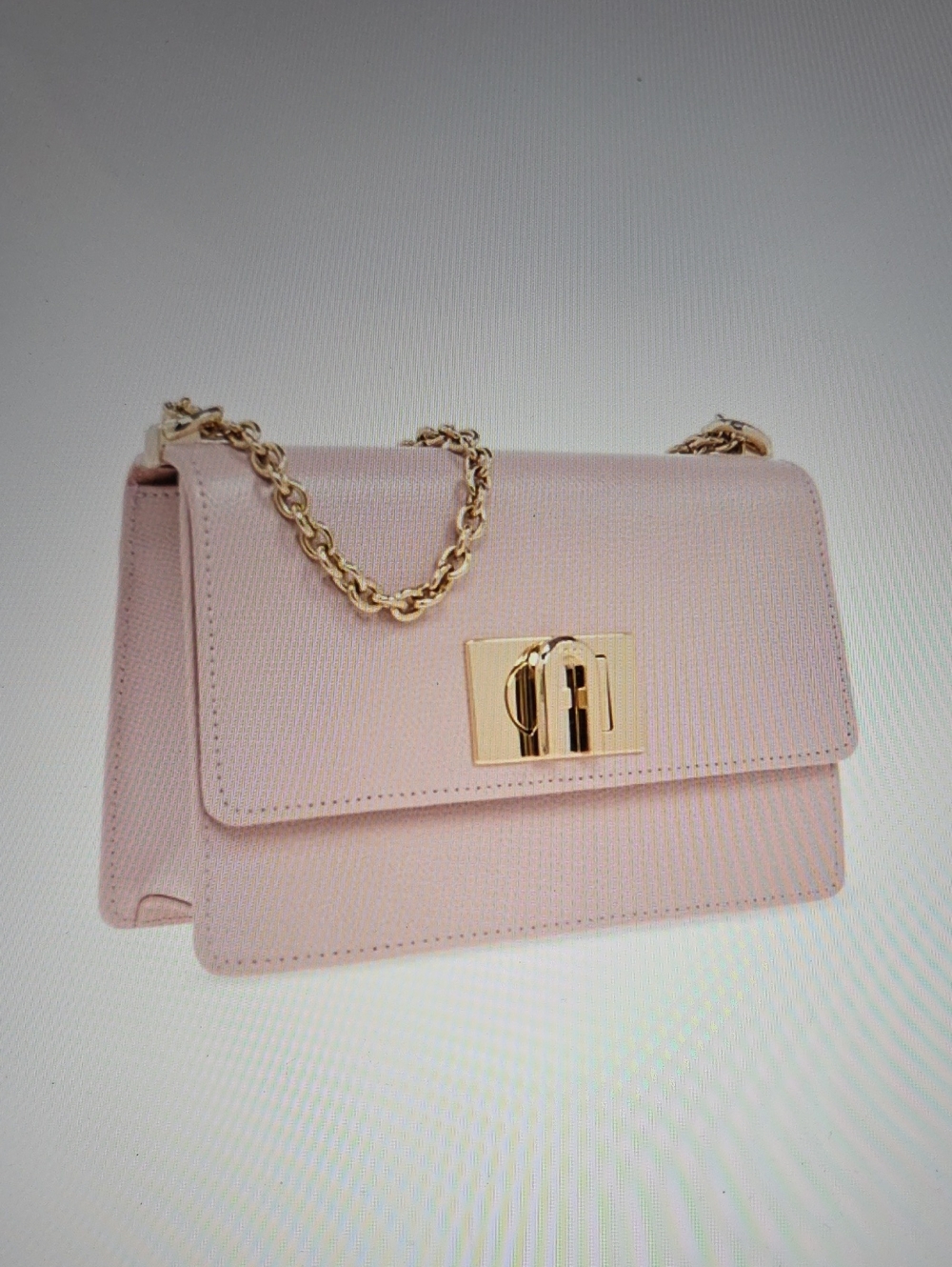 New Furla 1927 Mini Crossbody Bag In Blush Pink w/Goldtone Chain & Hardware